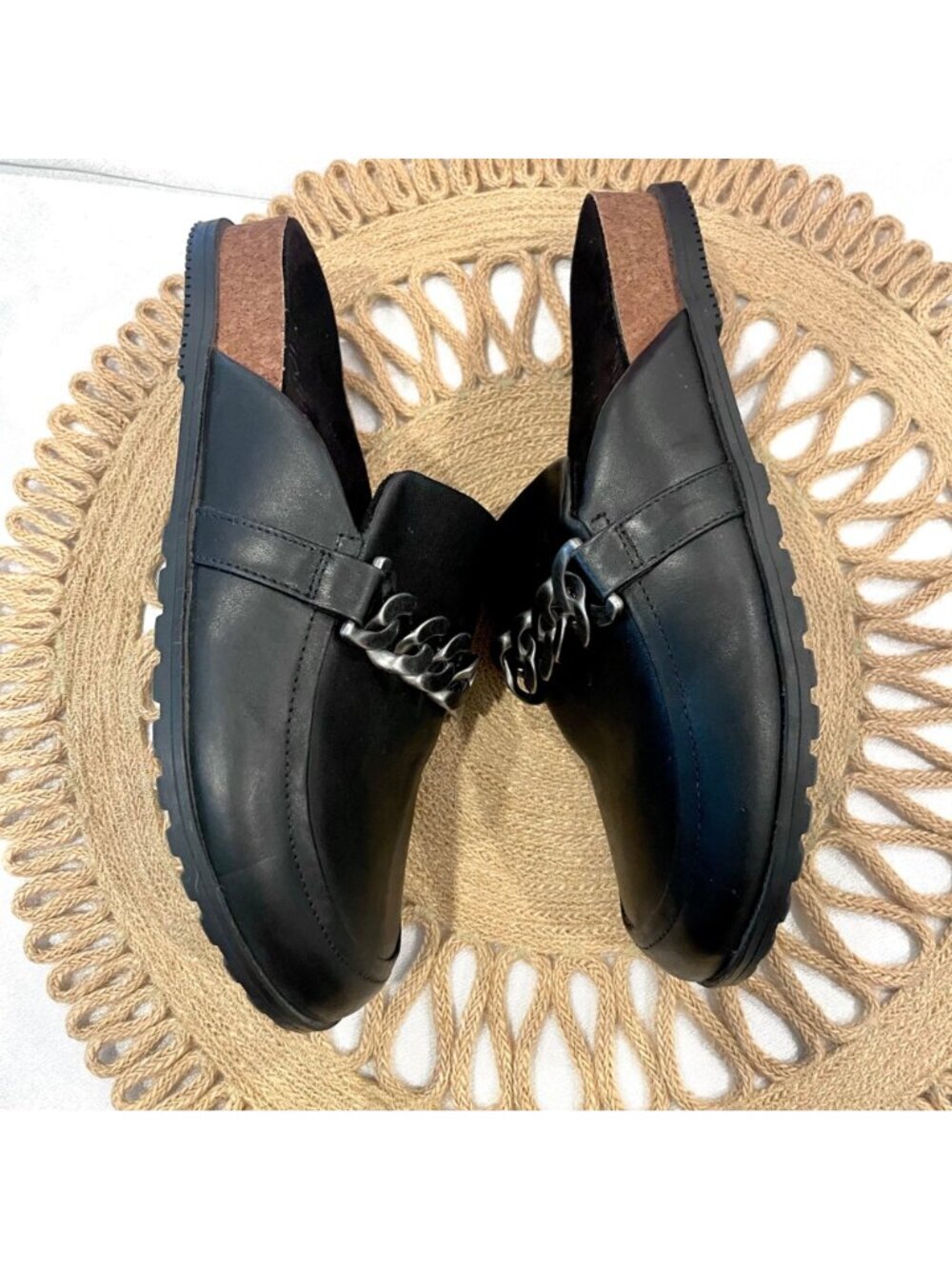 Vionic Georgie Black Leather Chain Slip-On Mules Size US 6.5 - Picture 4 of 8